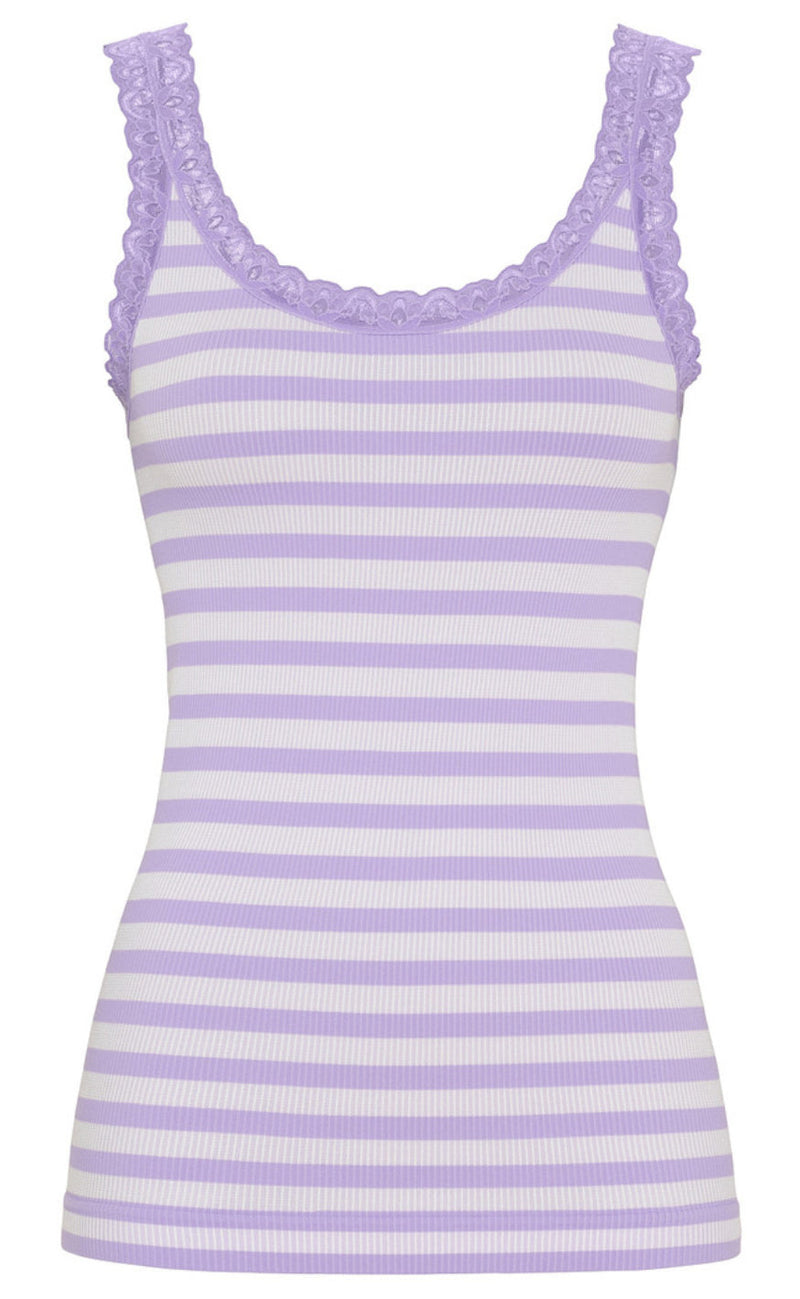 Tim & Simonsen Topp - Isa Rib - Lavanda/Bianco