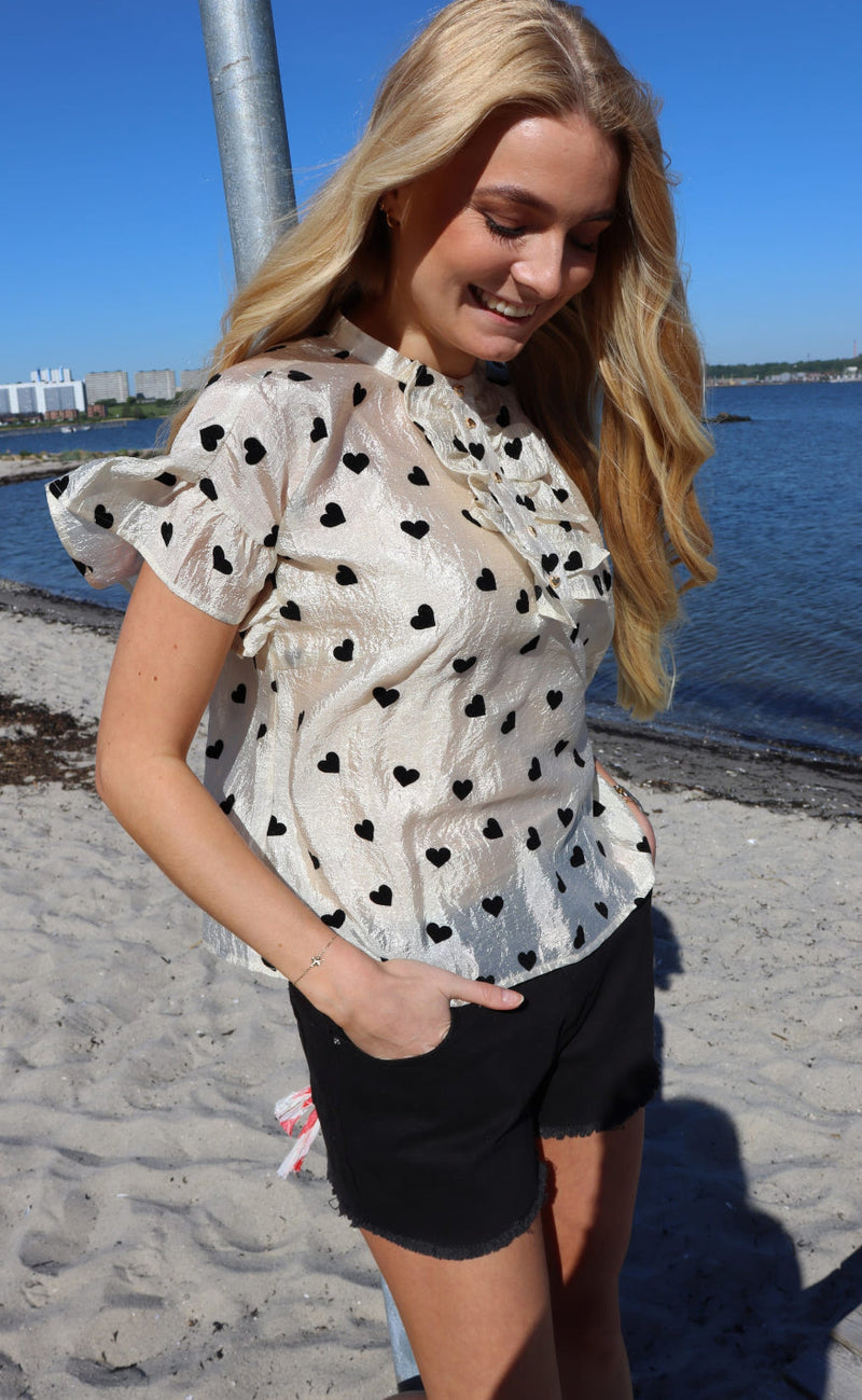 Liberte Bluse - Tia Frill - Creme Black Heart