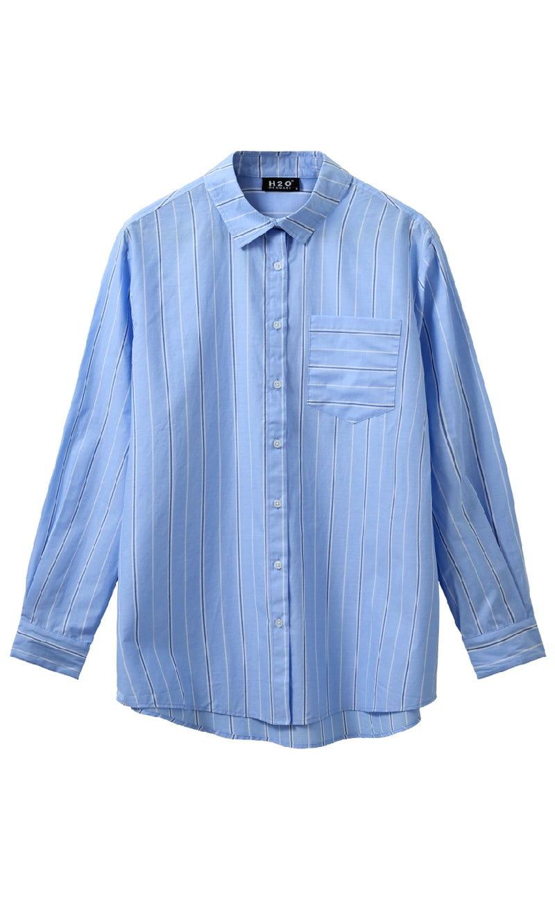 H2O Skjorte - Rønne Essential - Light Blue/White/Blue