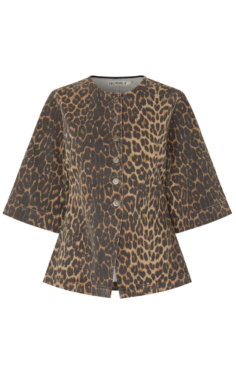 Global Funk Bluse - Lila-G - Leopard Mist