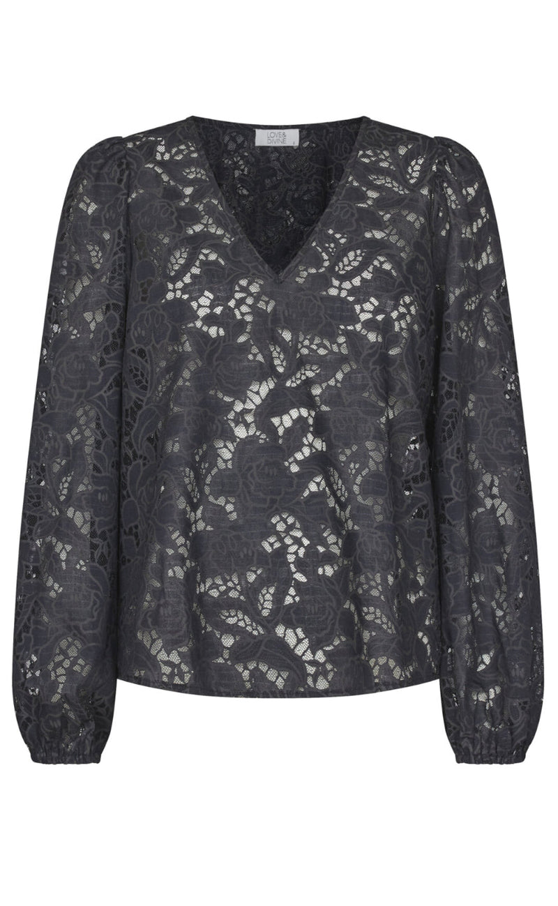 Love & Divine Bluse - Love1243 - Black/Grey