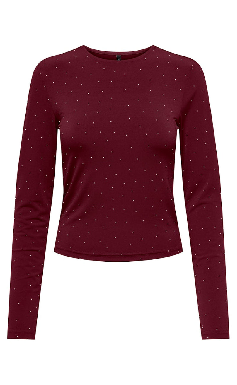 ONLY Bluse - Zita - Cabernet Silver Rhinstones