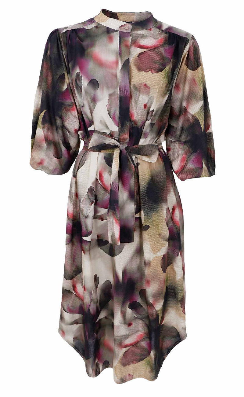 Black Colour Kjole - Filora - Plum Flower