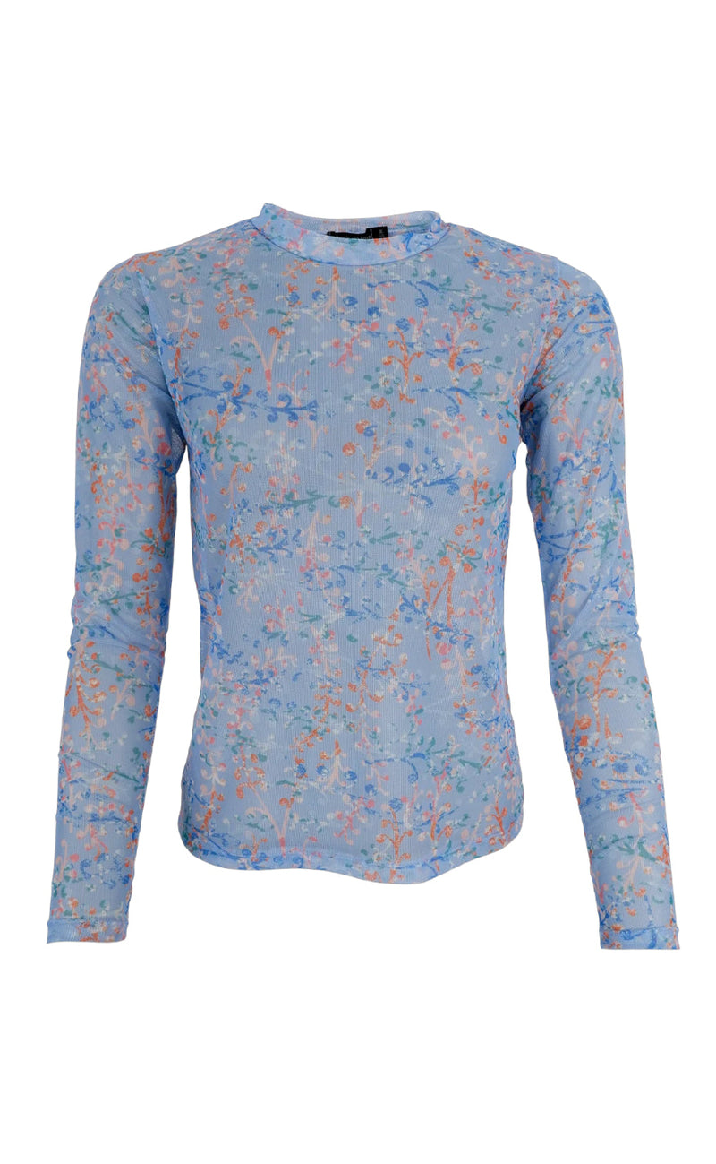 Black Colour Bluse - Florence - Blue Flower