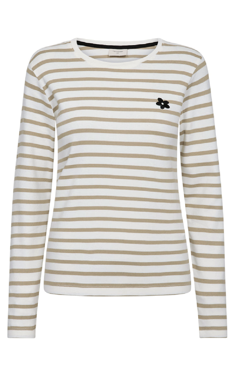 Freequent Bluse - Famila - Star Off-White w. Silver Mink