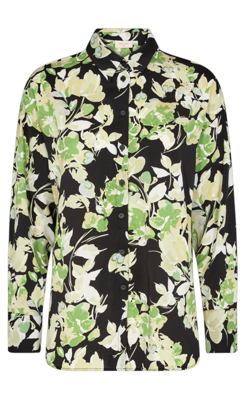 Freequent Skjorte - Mison - Black W. Piquant Green