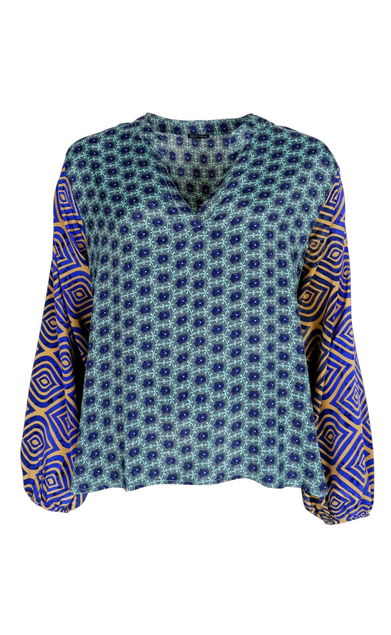 Black Colour Bluse - Luna Kaftan - Blue Jewel Mix