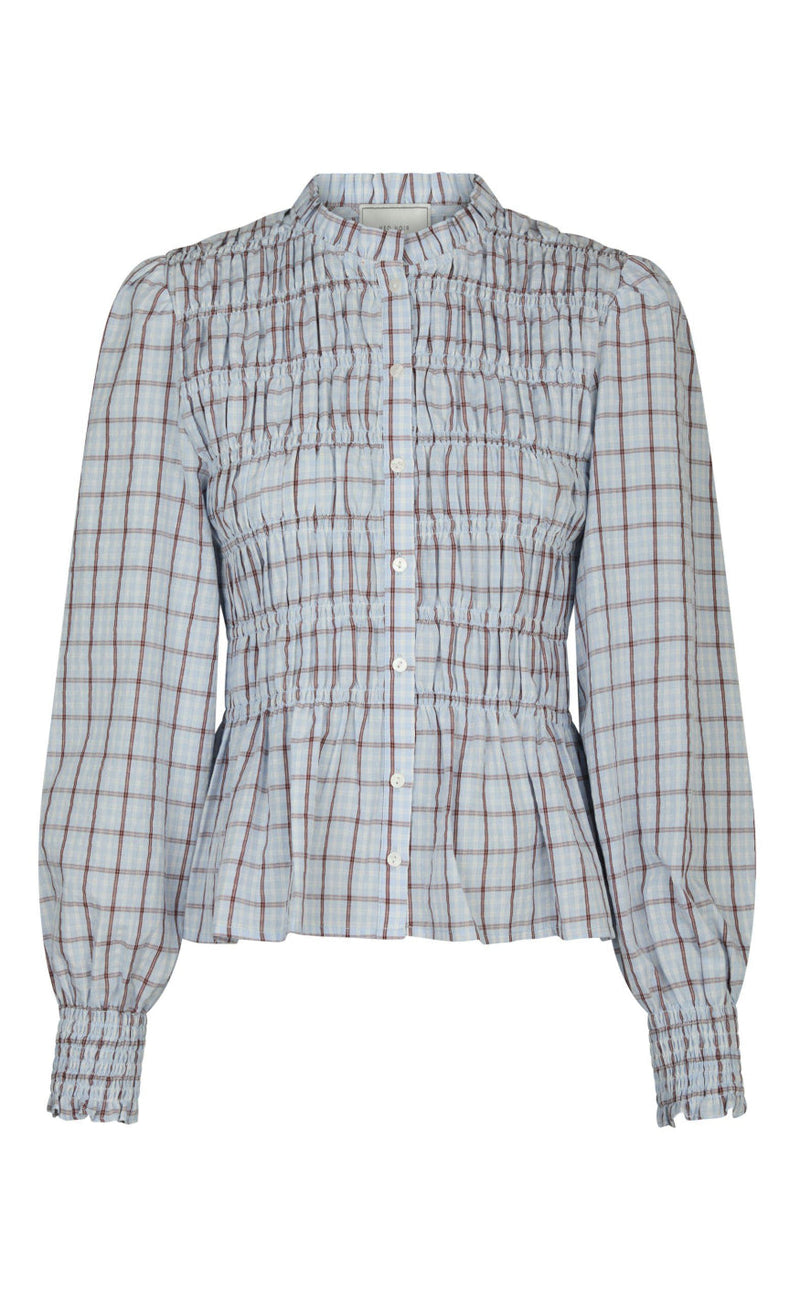 Neo Noir Bluse - Mocca - Light Blue