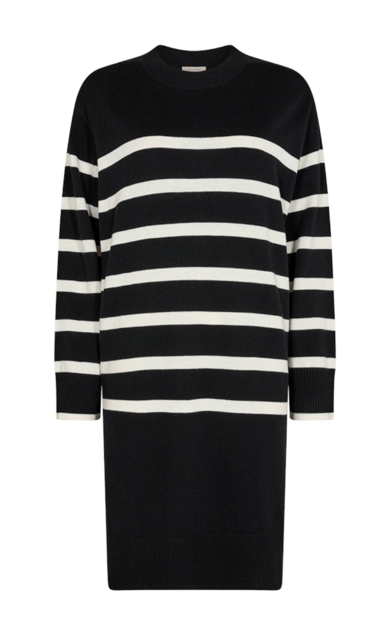 Freequent Kjole - Monday - Black W. Offwhite