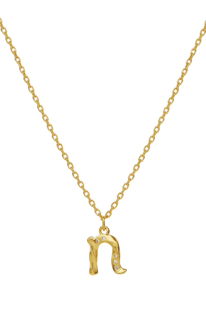 Maanesten Halskjede - N Alphabet - Gold Colour