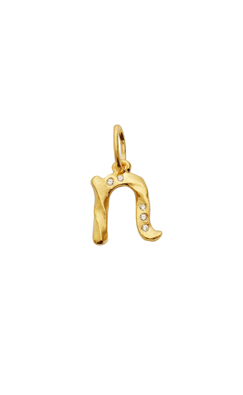 Maanesten Vedhæng - N Alphabet - Gold Colour