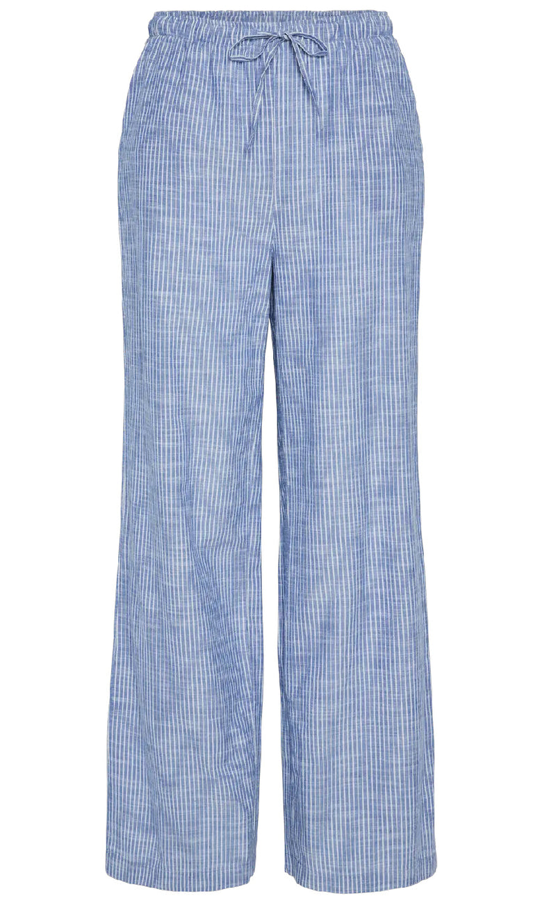 Pieces Bukser - Apia - Nautical Blue/Bright White