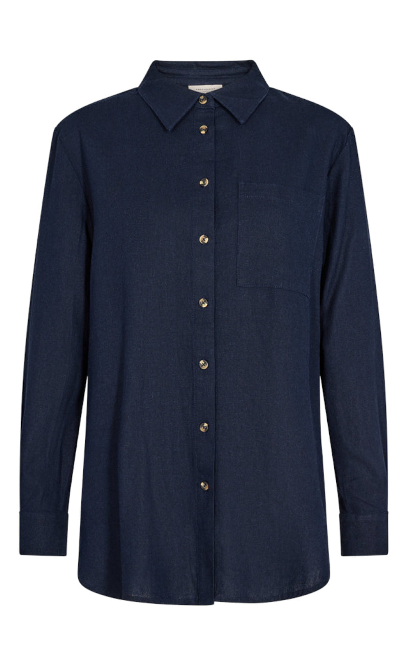 Freequent Skjorte - Lava Simple - Navy Blazer