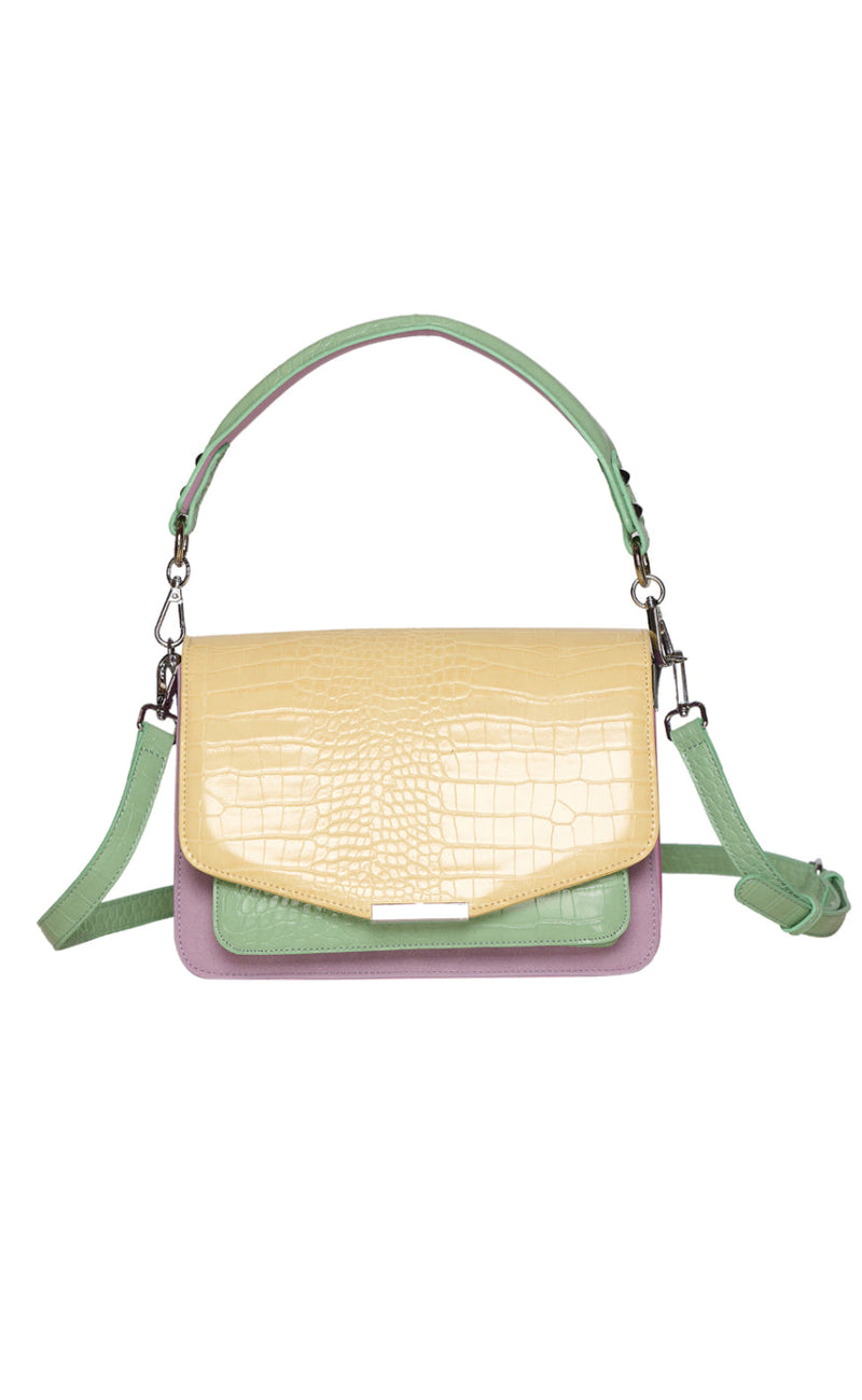 Noella Veske - Blanca Multi Compartment - Yellow Croco/Mint/Purple Mix