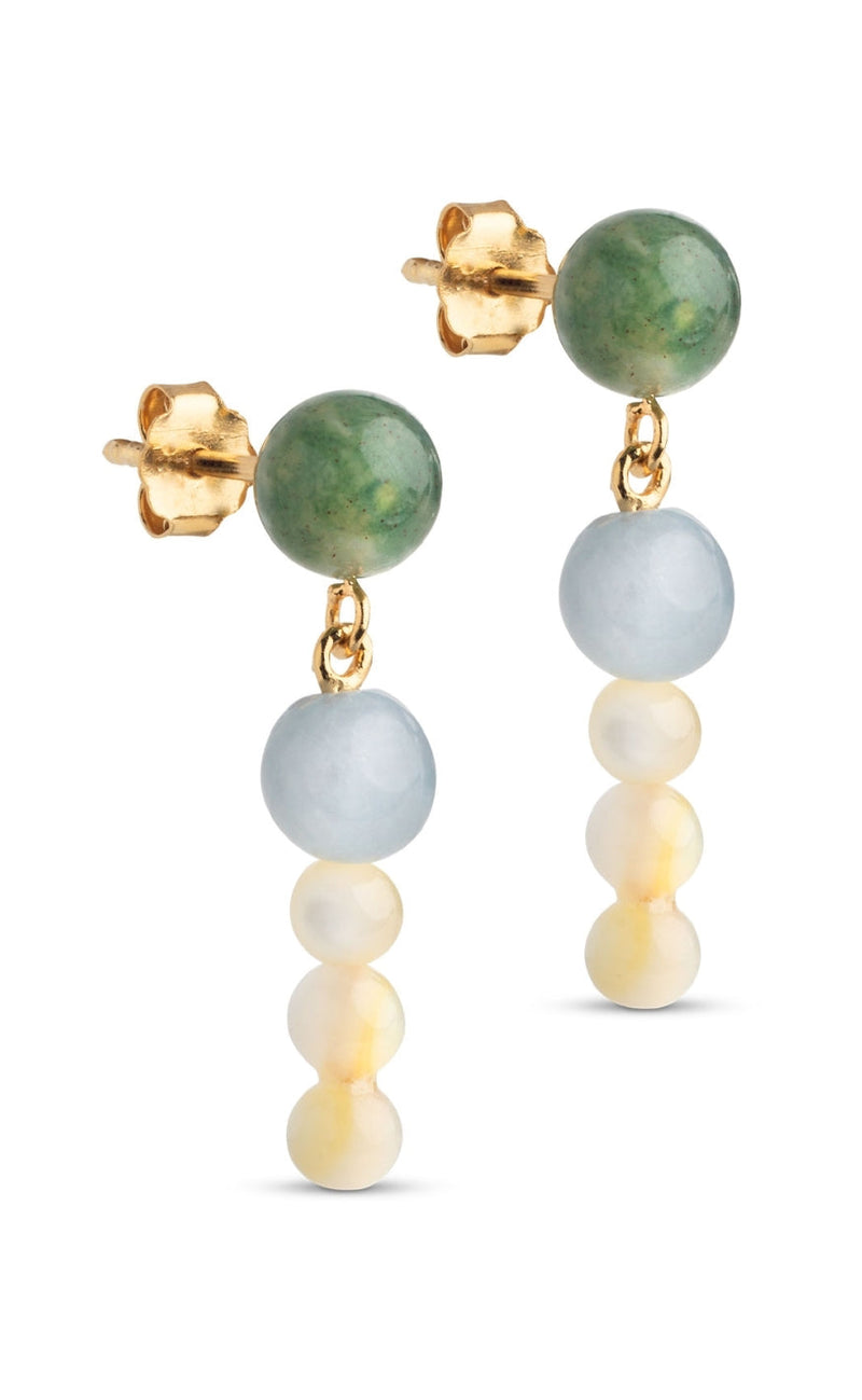 ENAMEL Copenhagen Øreringer - Obi - Khaki Green/Light Blue/Light Yellow