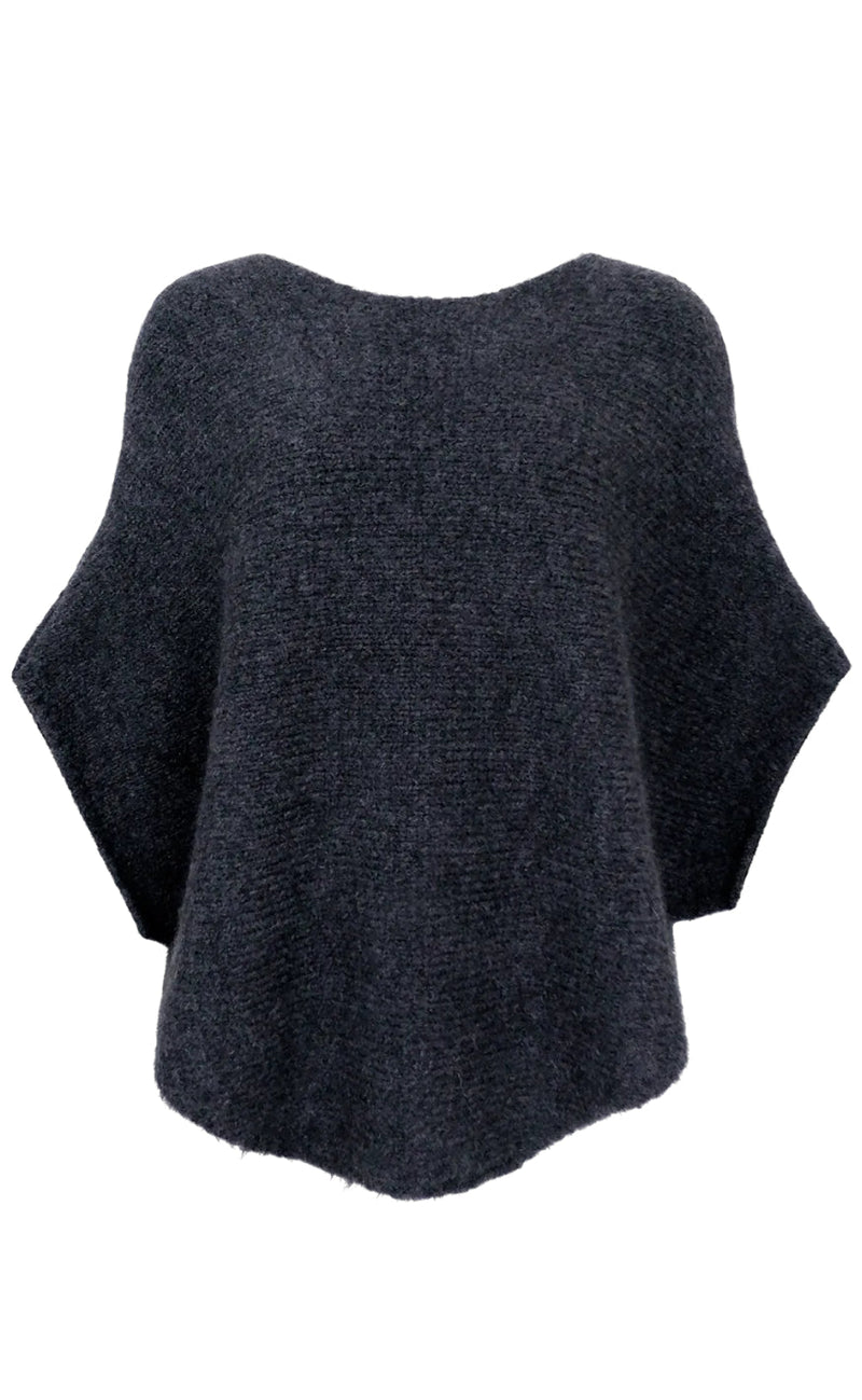 Black Colour Poncho - Pella - Dark Grey