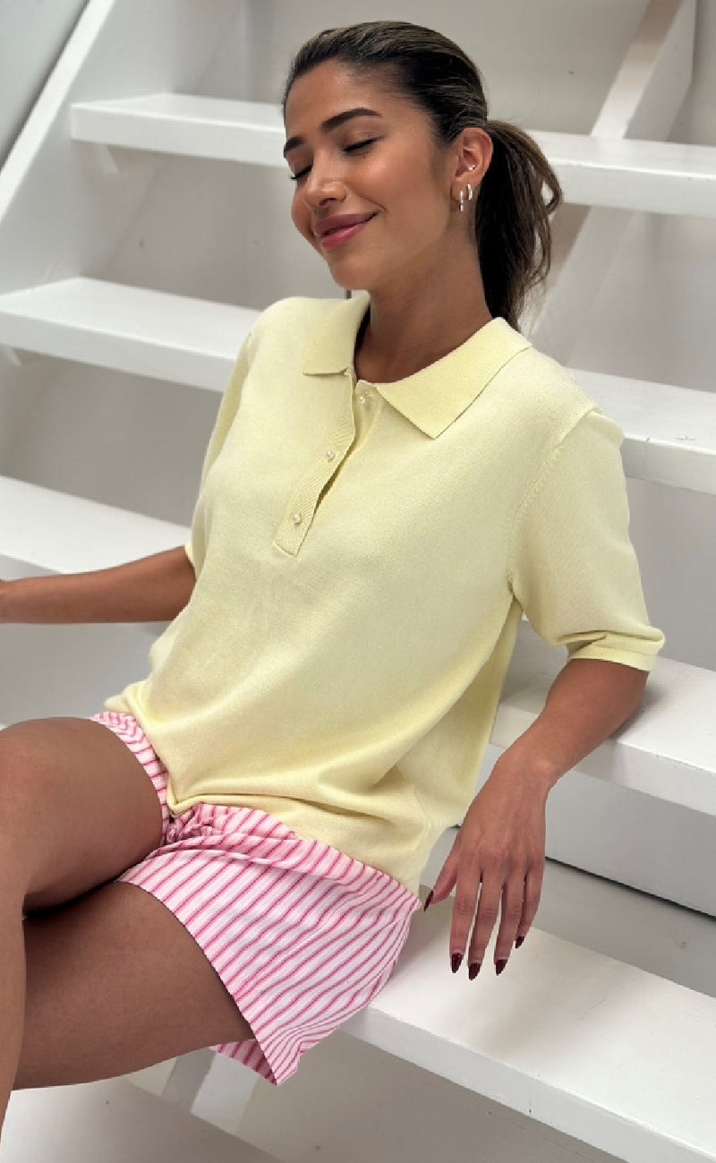 Continue Bluse - Diane Polo - Light Citrus