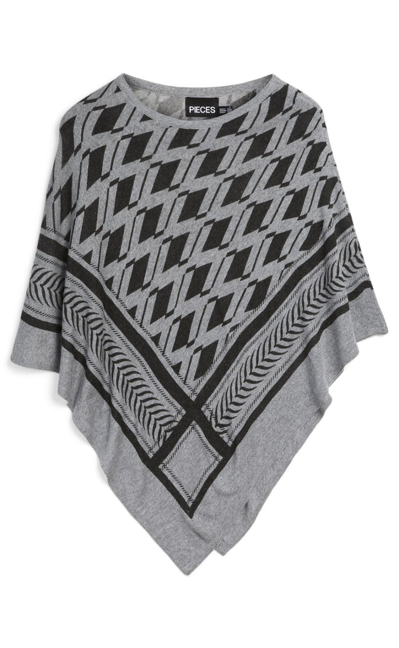 Pieces Puncho - Novis - Light Grey Melange