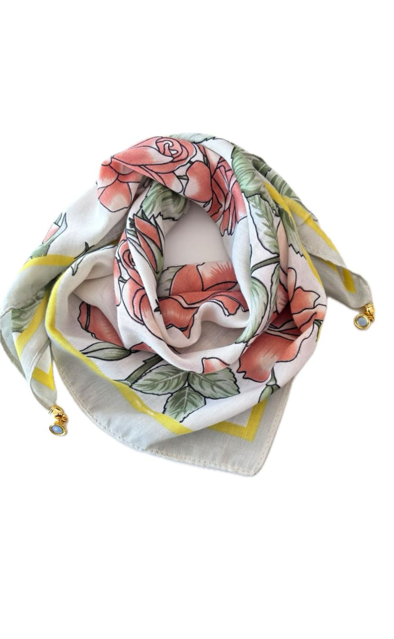 Tim & Simonsen Skjerf - Franny Jewelry - Flower Yellow Stripe