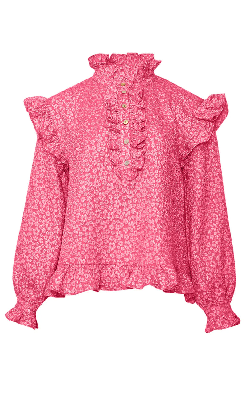 Noella Bluse - Reno Ruby Ruffle - Bright Pink