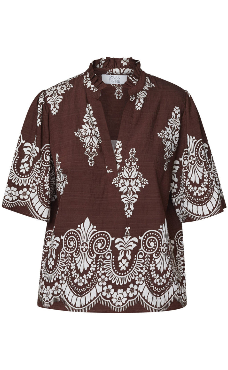 Love & Divine Topp - Love1296-2 - Brown/Paisley