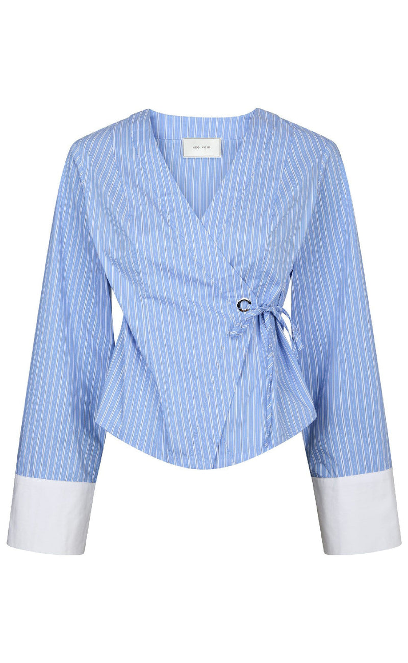 Neo Noir Skjorte - Salvia Stripe - Light Blue