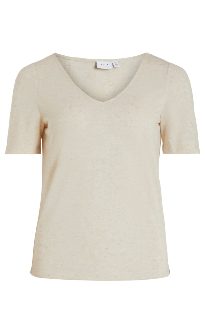 VILA T-Shirt - Sina V-Neck - Birch/Melange