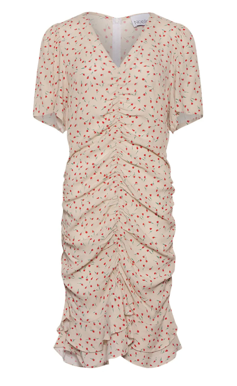 Noella Kjole - Sloane - Cream/Red Mini Flower