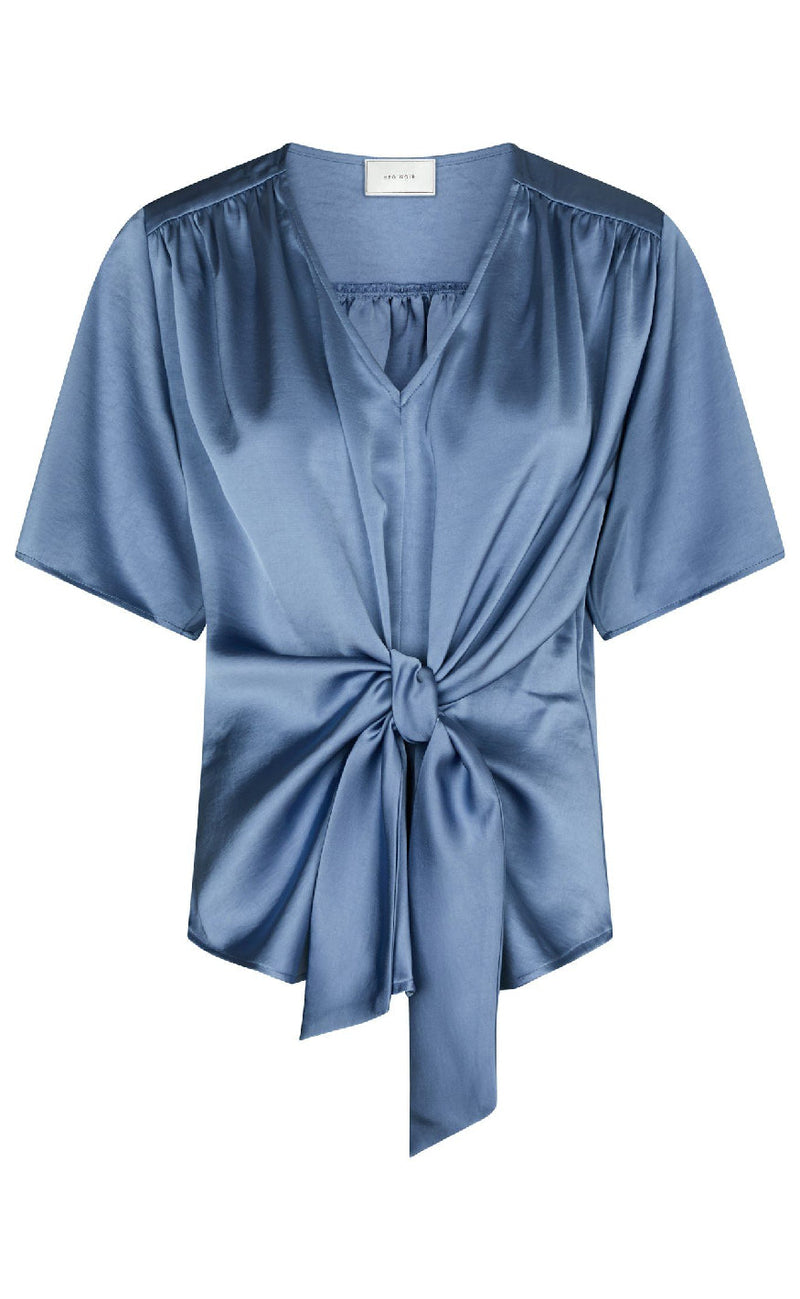 Neo Noir Bluse - Casadia Heavy Sateen - Smoke Blue