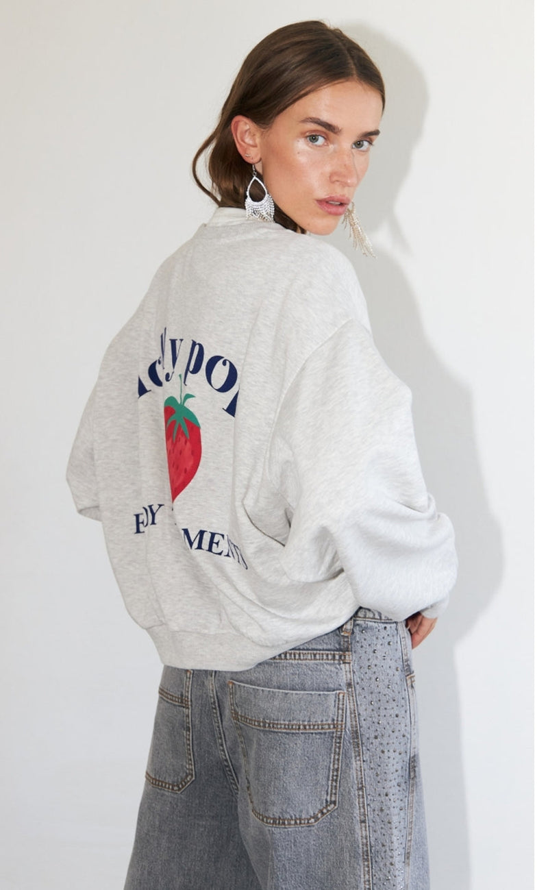 Lollys Laundry Sweatshirt - Sydney Strawberry - Light Grey Melange
