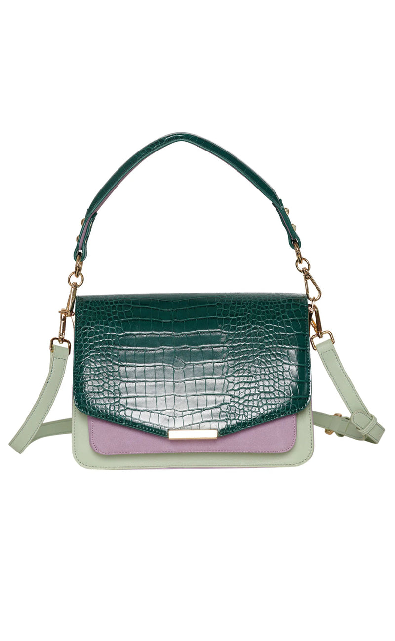 Noella Veske - Blanca Multi Compartment - Green Croco/Mint/Purple Mix