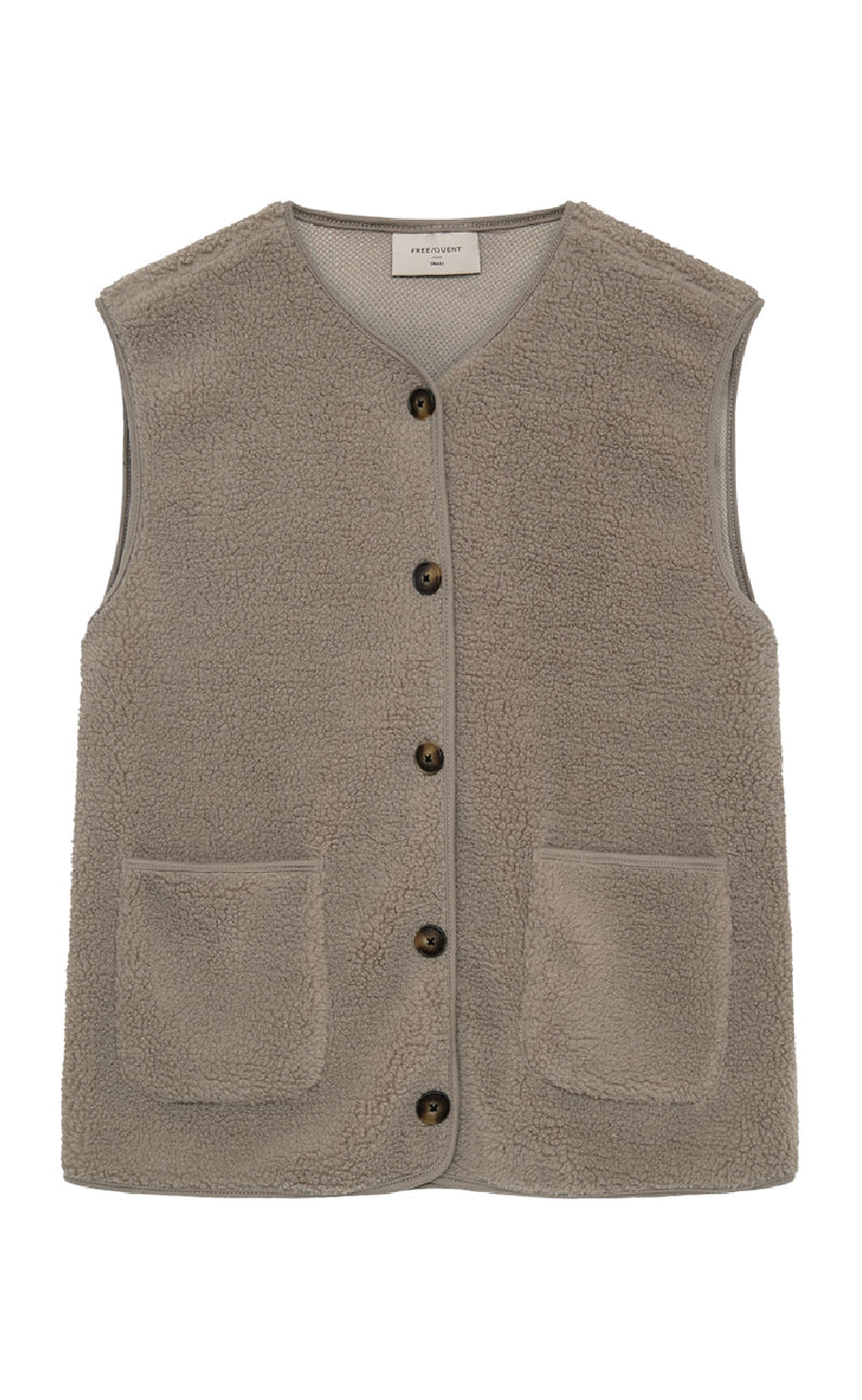 Freequent Vest - Teddy - Desert Taupe