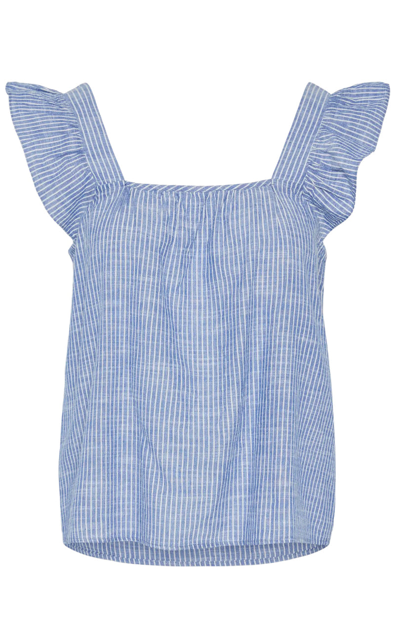 Pieces Topp - Apia - Nautical Blue/Bright White