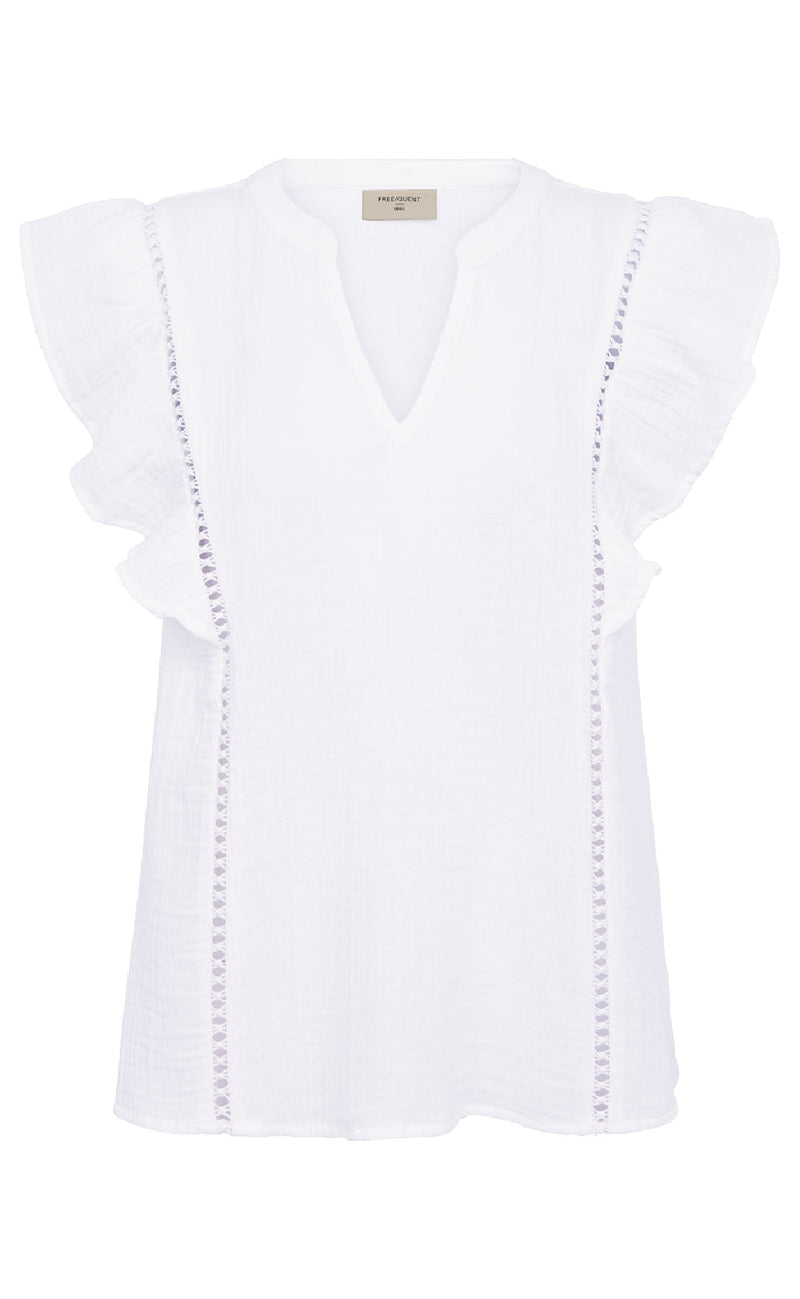 Freequent Bluse - Uline - Brilliant White
