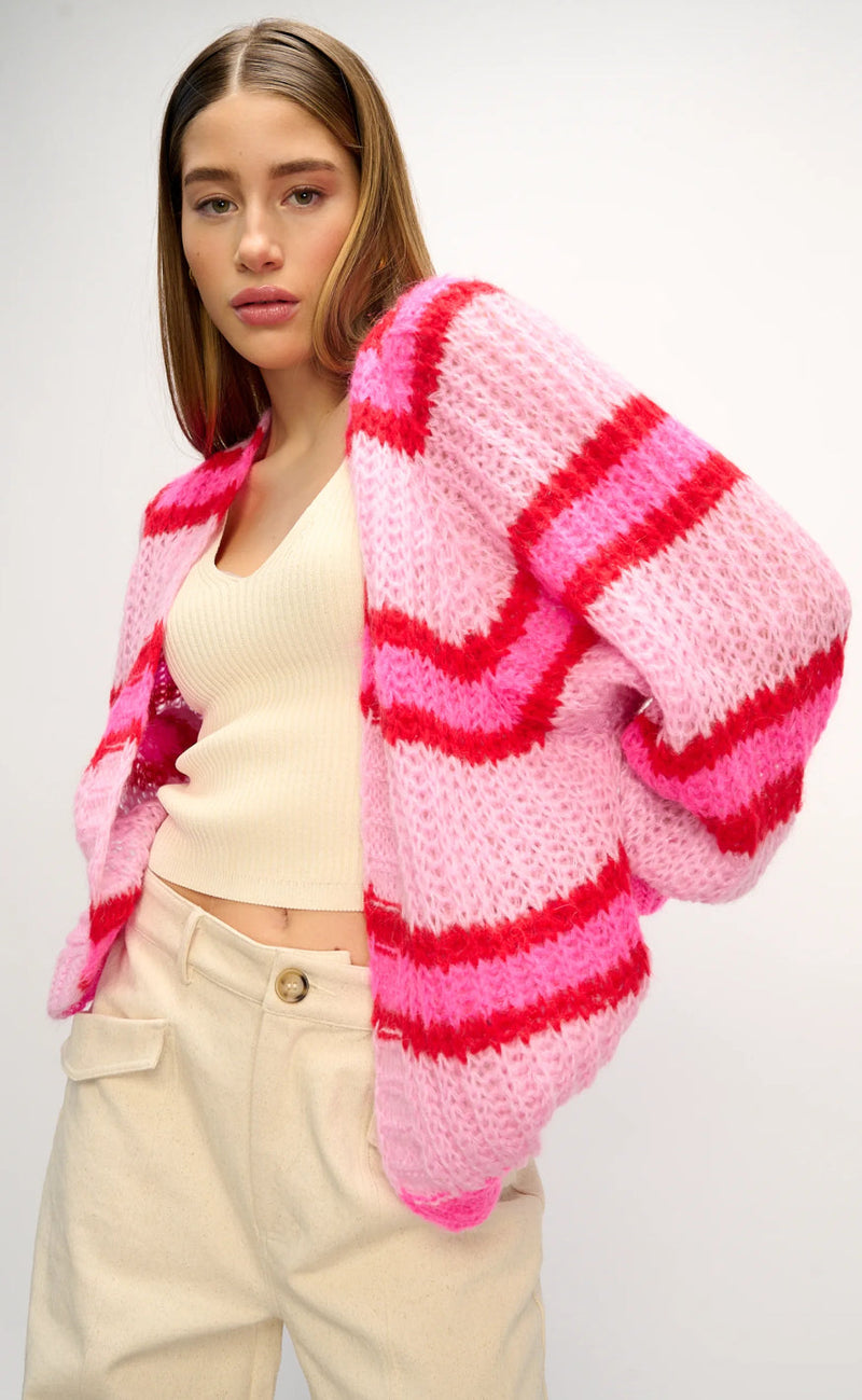 Noella Cardigan - Vera - Berry Red Mix