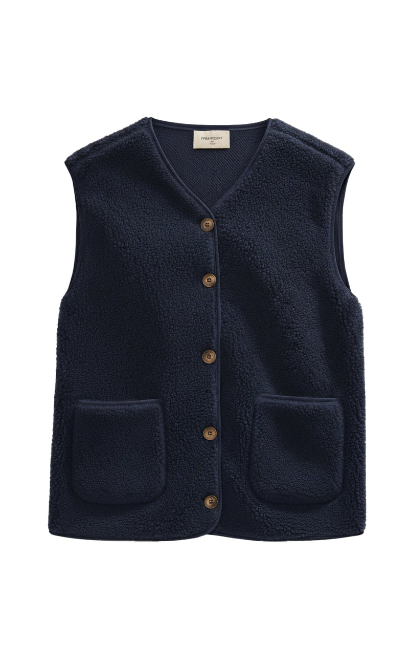 Freequent Vest - Teddy - Navy Blazer