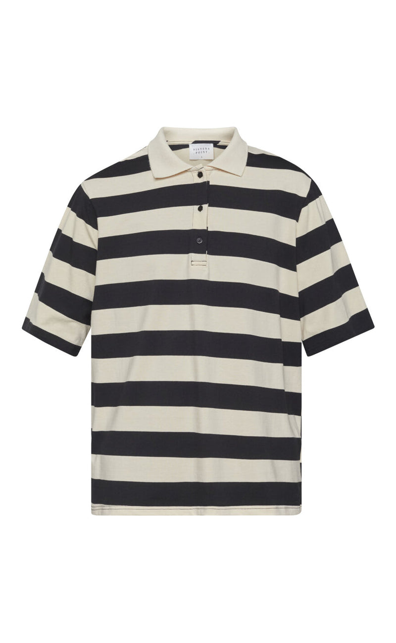 Sisters Point Bluse - Vivia-POLO.SS - Beige/Black