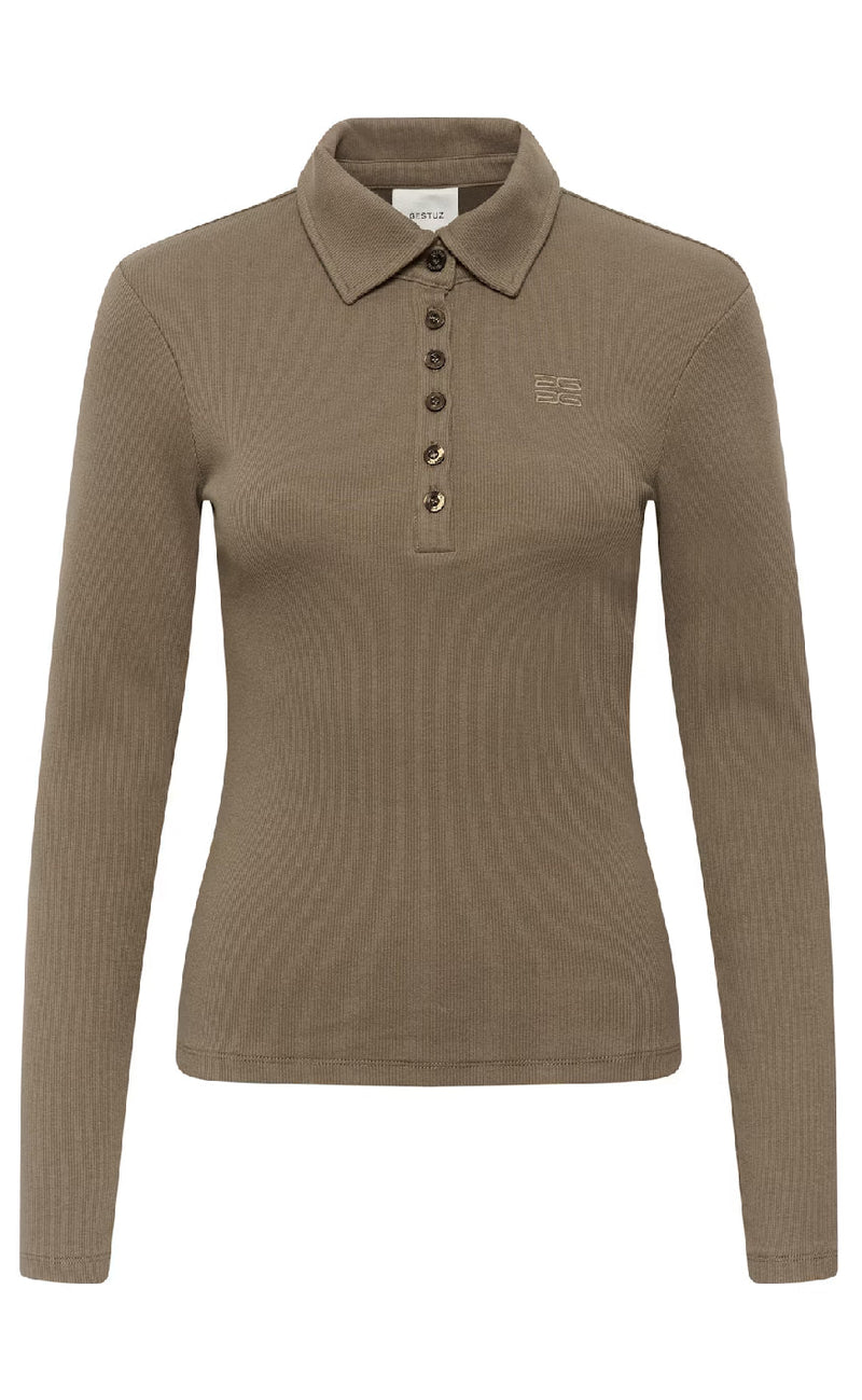 Gestuz Bluse - Drew LS Polo - Walnut