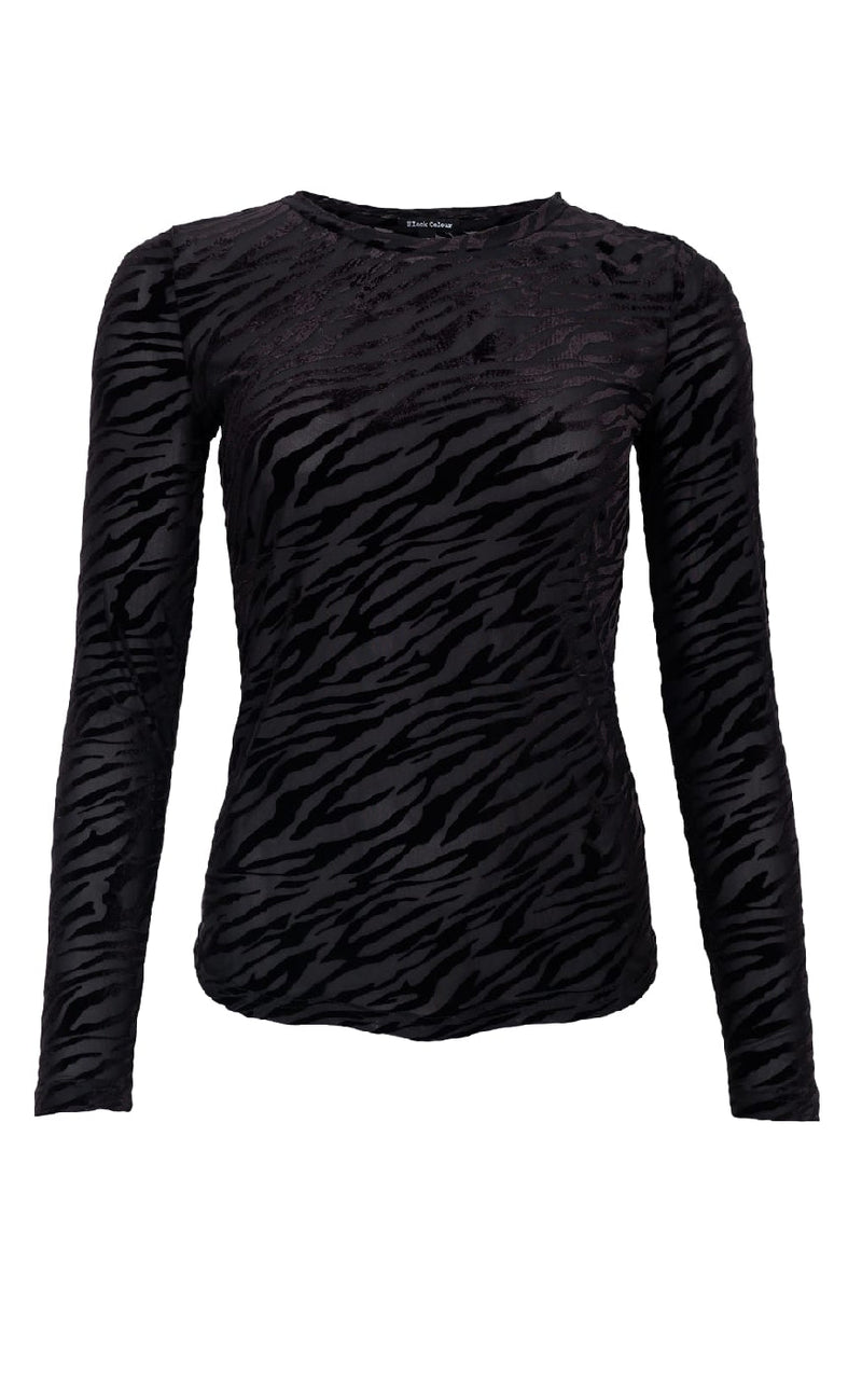 Black Colour Bluse - Zenia Mesh - Black
