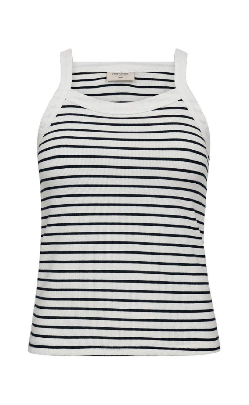 Freequent Topp - Zia - Brilliant White w. Navy Blazer