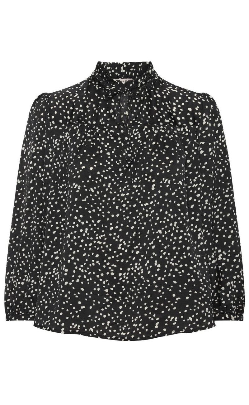 A-View Bluse - Jill - Black With White Dots