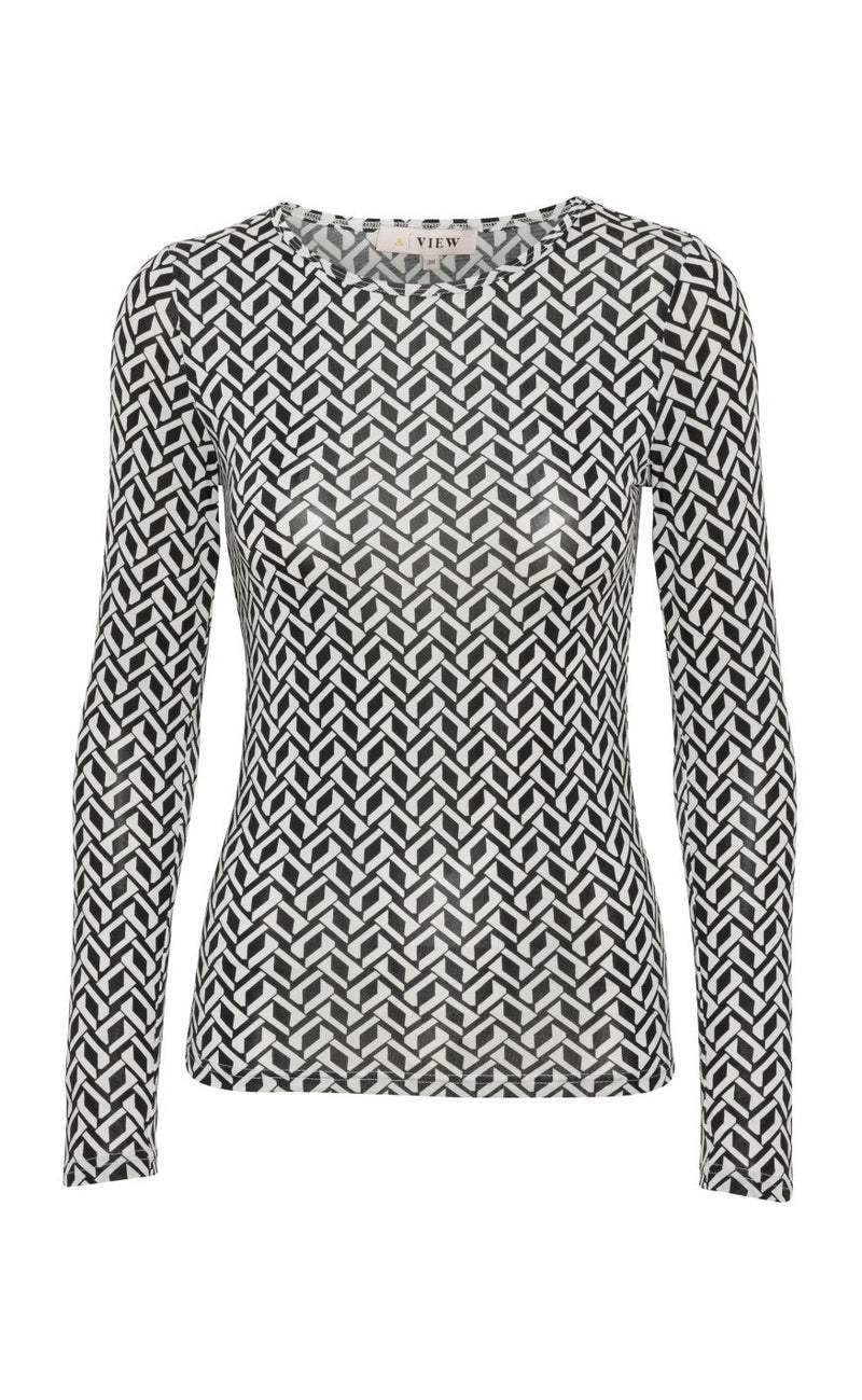 A-View Bluse - Scarlet - Black/White
