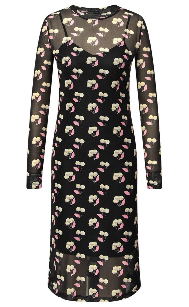 A-View Kjole - Silje - Black With Cherries