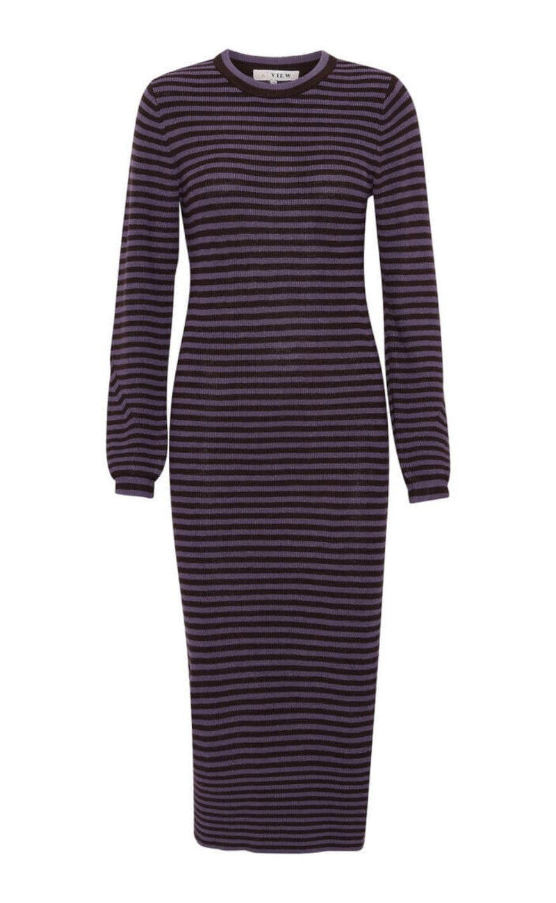 A-View Kjole - Violet Knit Dress - Lavender/Brown