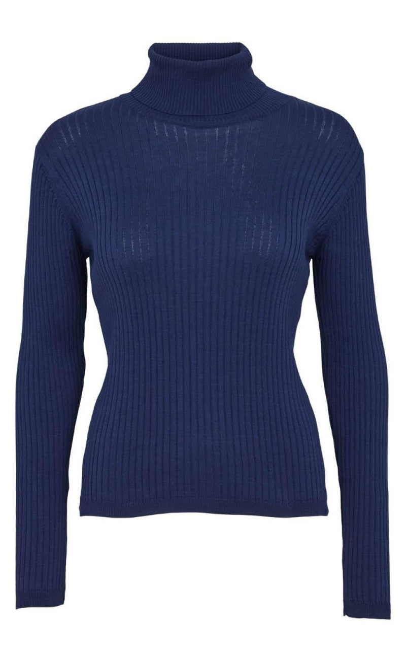 Basic Apparel Bluse - Alisia Ls T-neck - Indigo