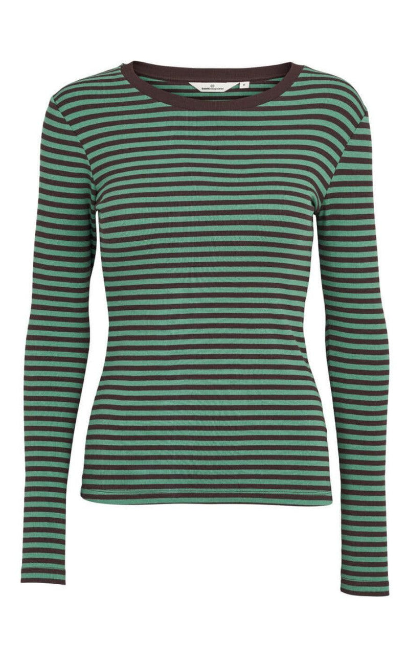 Basic Apparel Bluse - Ludmilla - Frosty Spruce-Chocolate Plum
