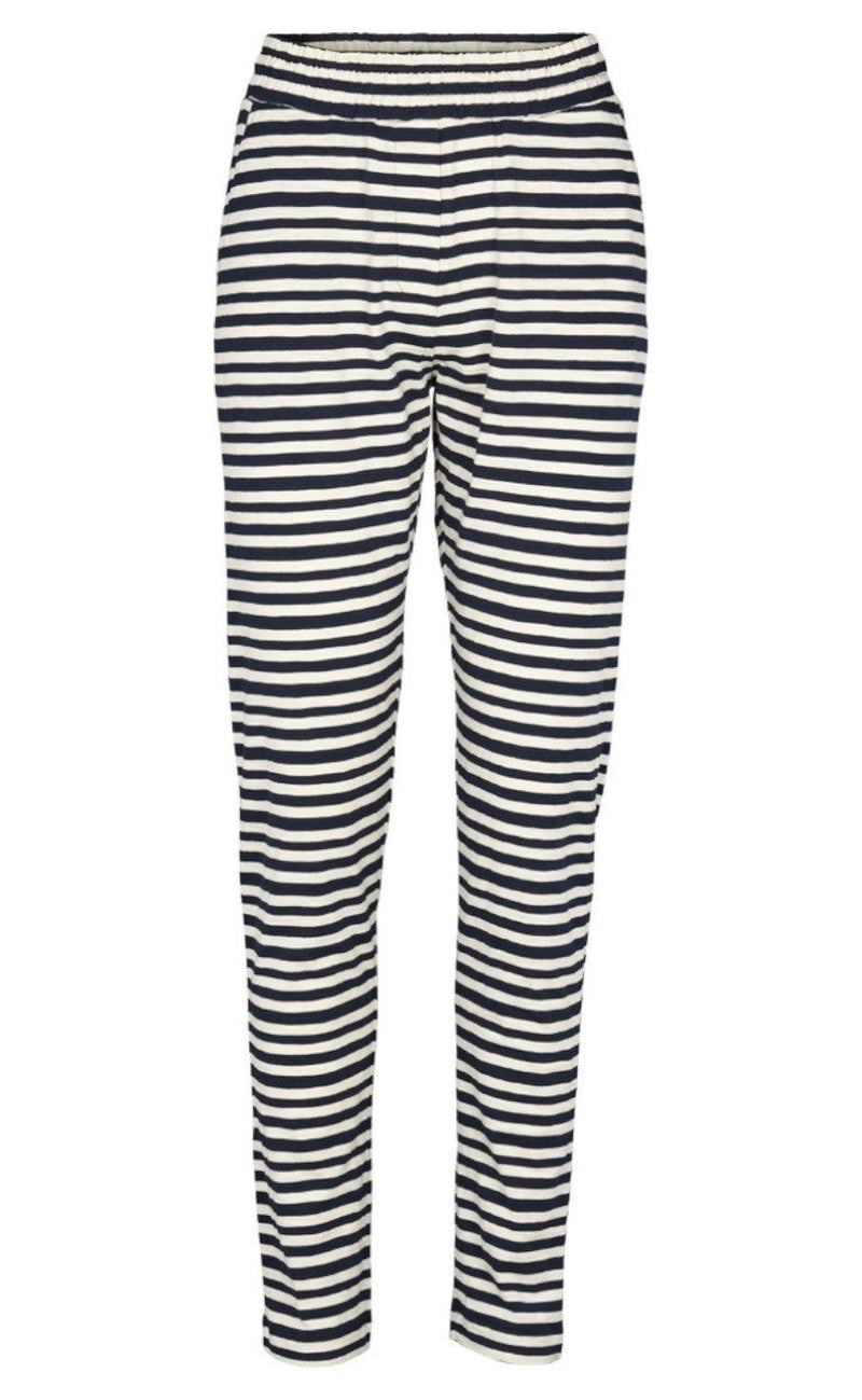 Basic Apparel Bukser - Saga Striped - Navy