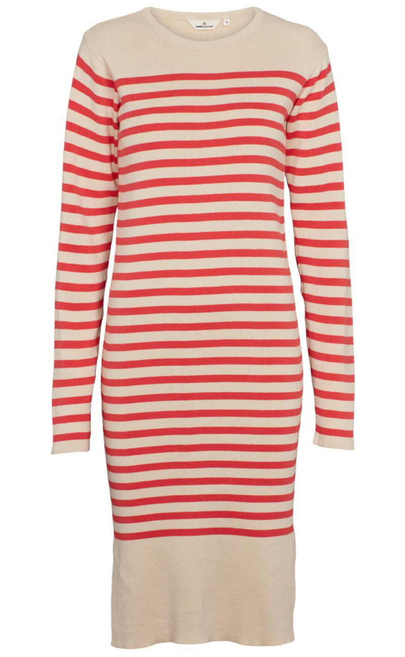 Basic Apparel Kjole - Sailor Stripe - Birch / Cayenne