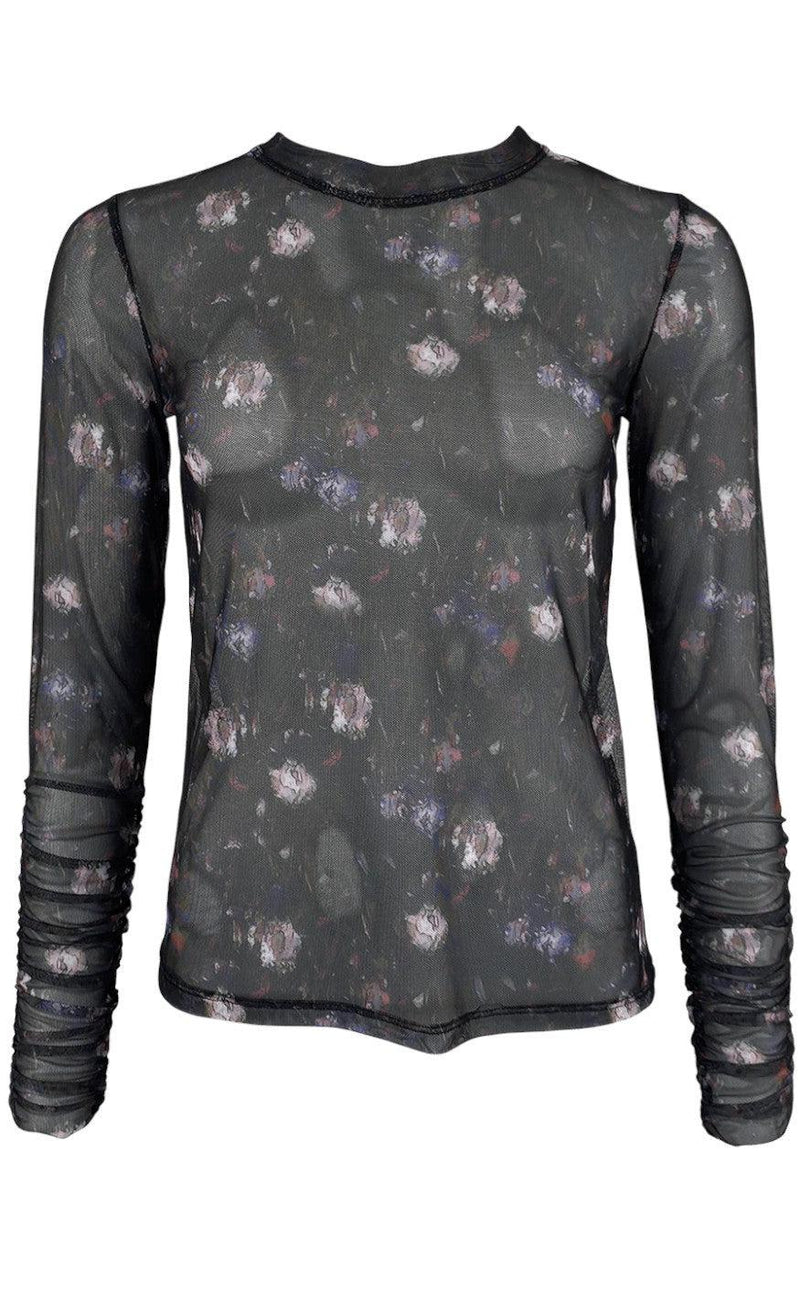 Black Colour Blouse - Pisa Mesh - Dark Tulip