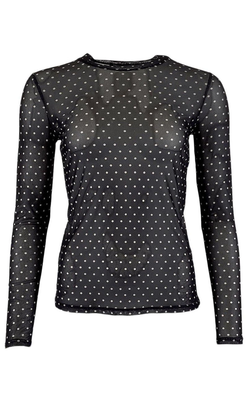 Black Colour Bluse - Annie Mesh - Black Dot